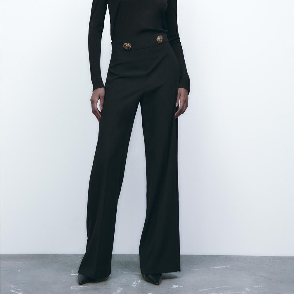 Zara Flowy Buttoned Pants New - Picture 3 of 5